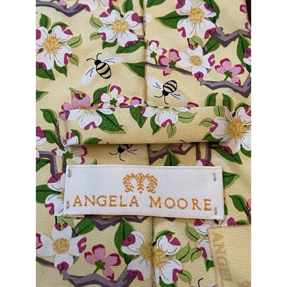 Angela Moore Hand Made Gold Pink 100% Imported Silk From Italy Made In Usa - Picture 8 of 9